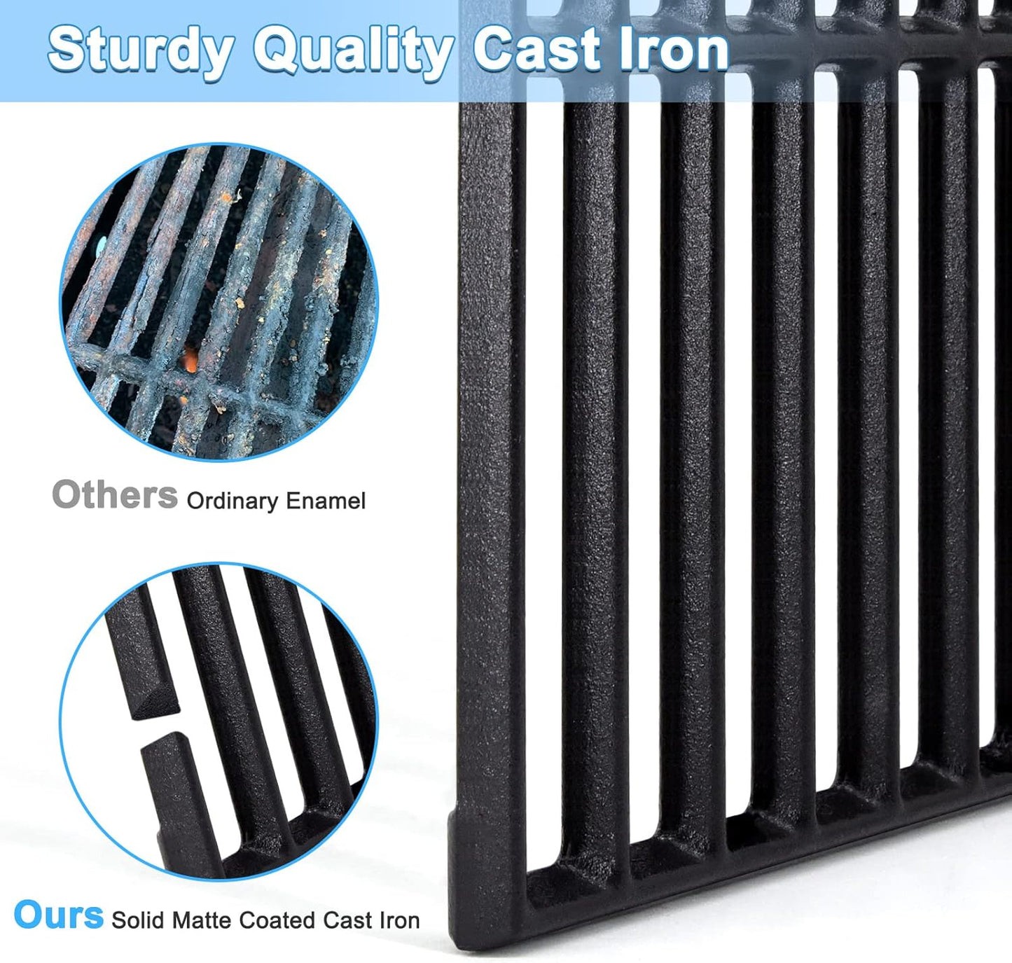 Adviace 18 Inch Grill Grates for Charbroil Performance 6 Burner 463244819, 463276517, 463245917, Cast Iron Grate Grid for Char-Broil Replacement Parts 463276617, 463277918, G470-0002-W1, G470-0003-W1