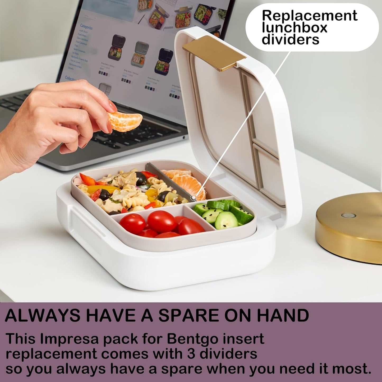3Pcs Replacement Insert for Bento Box - Compatible with Bentgo Fresh & Modern & Pop Models - Lunch Box Divider Made from Food-safe Materials