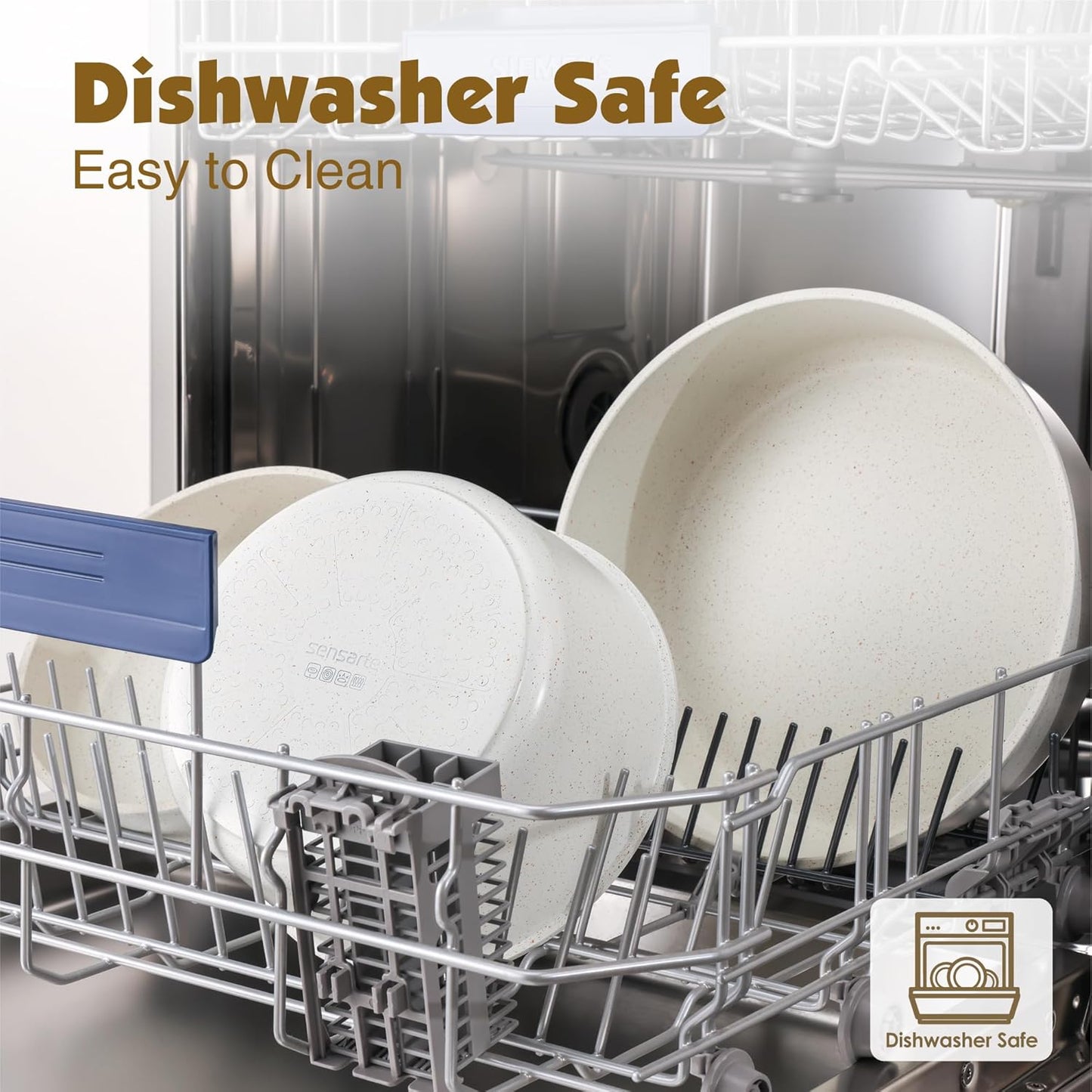 SENSARTE 24 Piece Pots and Pans Set, Nonstick Detachable Handle Cookware, Induction Kitchen Cookware Set with Removable Handle, Healthy Non Stick for RV, Dishwasher ＆ Oven Safe (White)