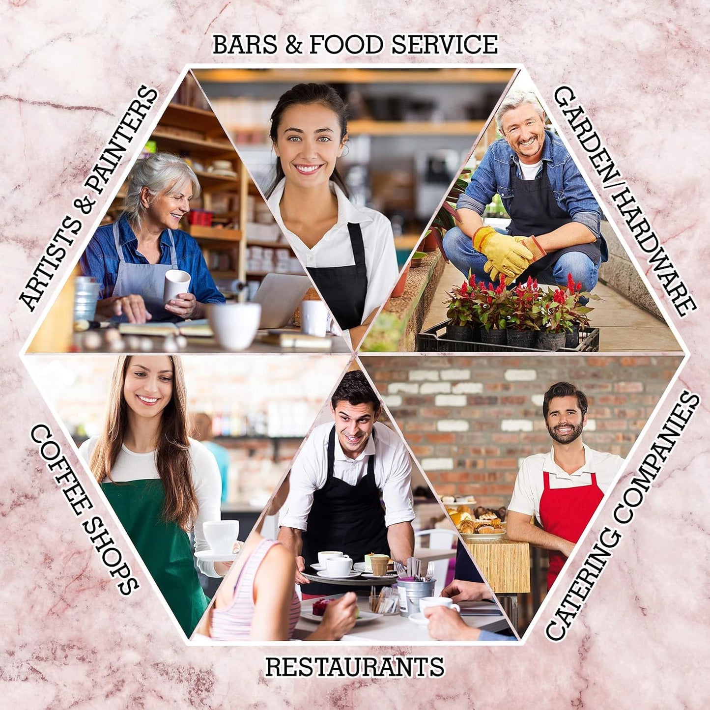 GREEN LIFESTYLE 12 Pack Professional Chef Apron – Grilling Aprons for Men, Waterproof Cooking Aprons for BBQ, Work or Restaurant Use, Kitchen Aprons for Women – Black, No Pockets