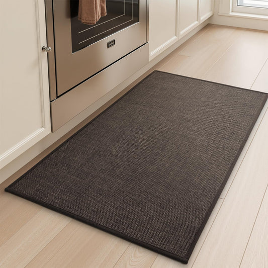 tchdio Kitchen Mats for Floor, Rubber Backed Kitchen Rugs Non Slip Washable, Superior Absorbent Kitchen Runner Rug Easy to Clean, Comfort Kitchen Floor Mat Front of Sink (Brown, 20" × 47")
