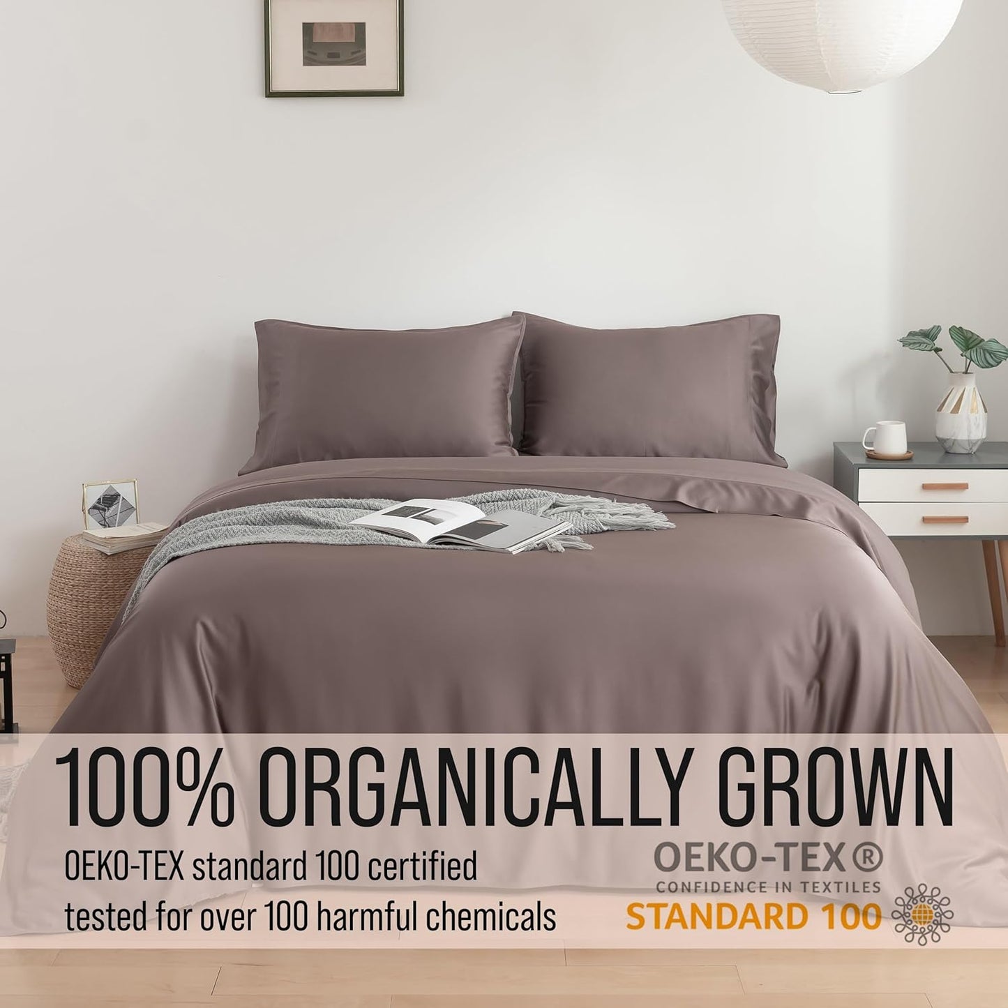 Bella Coterie Luxury Bamboo Viscose Cal King Size Sheet Set | 100% Organically Grown | Ultra Soft | Cooling for Hot Sleepers | 18" Deep Pocket [Mocha]