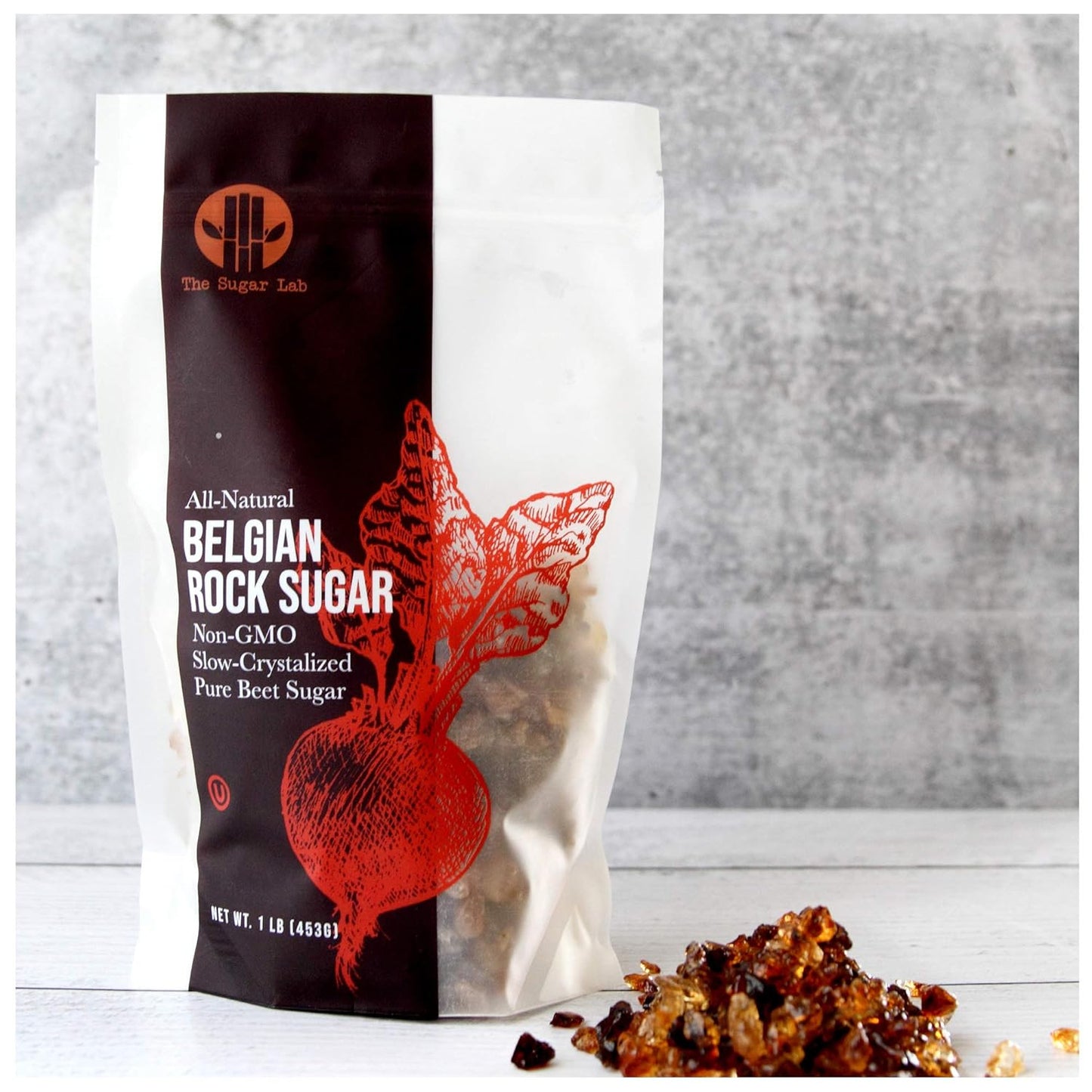 The Sugar Lab Belgian Rock Sugar – 2 Pounds - Natural REAL Beet Sugar - Brown Rock Sugar - Teavana Style Tea Sugar - Perfect Sugar Cube or Amber Sugar Replacement - Natural Belgian Rock Sugar for Tea