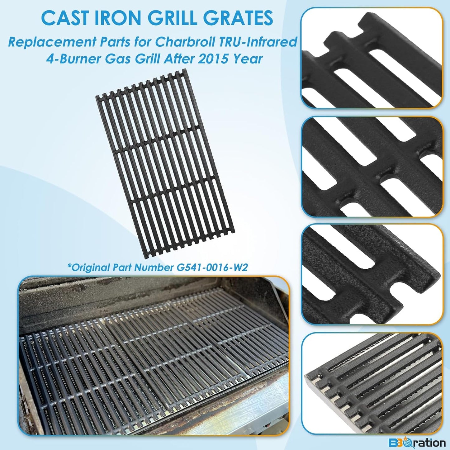 17" Grill Grates and Emitter for Charbroil TRU Infrared 4-Burner 463255020 463242715 463242716 463276016 466242715 463257520 Parts for Charbroil Grill Replacement Parts