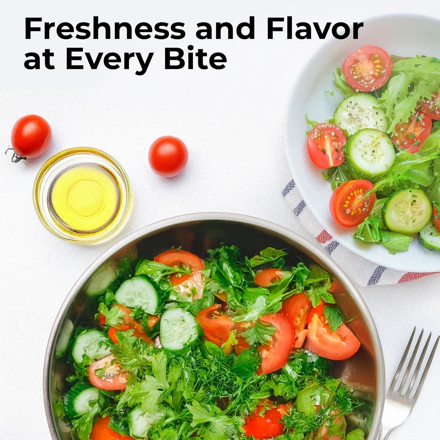 Stainless Steel Salad Spinner Large - Fruit and Vegetable Wash Bowl with Strainer - Lettuce Spinner, Fruit Cleaner, Collapsible Salad Dryer 5.3 Quart Capacity