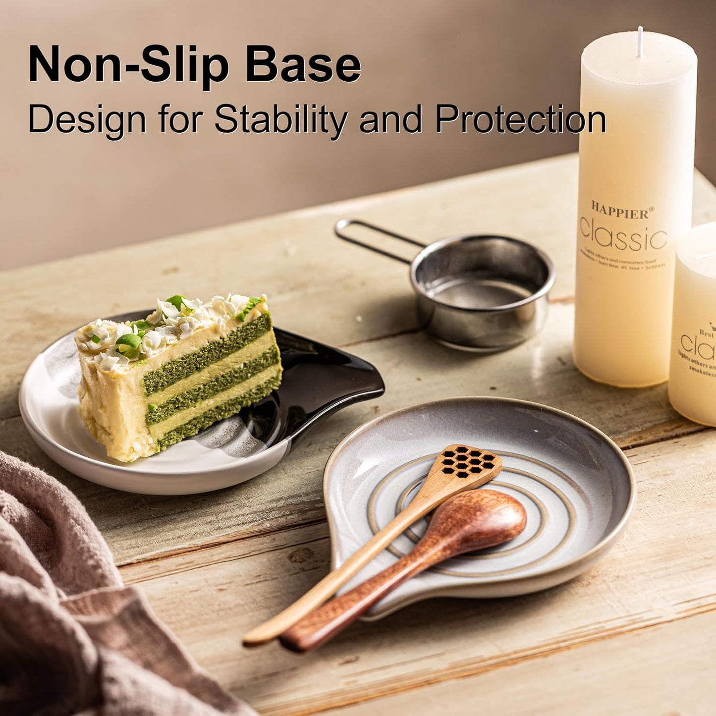 Ceramic Spoon Rest for Stove Top, Large Spoon Holder for Kitchen Counter, Heat-Resistant & Easy to Clean, Non-Stick Spatula Holder for Cooking, Coffee Spoon, Kitchen Decor, White