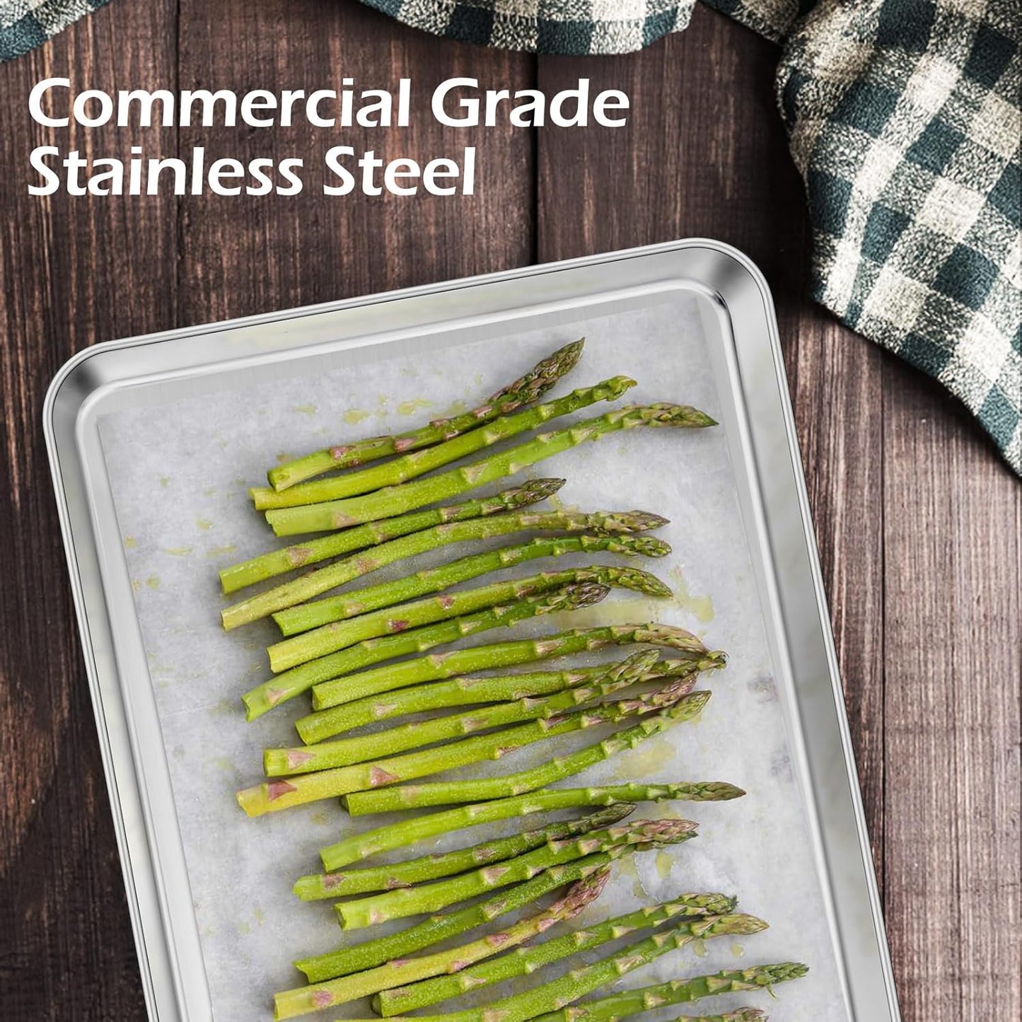Stainless Steel Baking Sheets Set of 2, Leonyo 17" x 13" Large Half Cookie Sheets for Baking, 1IN Deep Metal Toaster Oven Pan Tray, Dishwasher Oven Safe