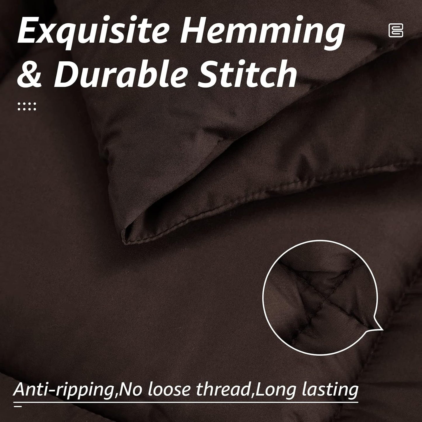 HYLEORY All Season Queen Size Bed Comforter - Cooling Goose Down Alternative Quilted Duvet Insert with Corner Tabs - Winter Warm - Machine Washable - Brown