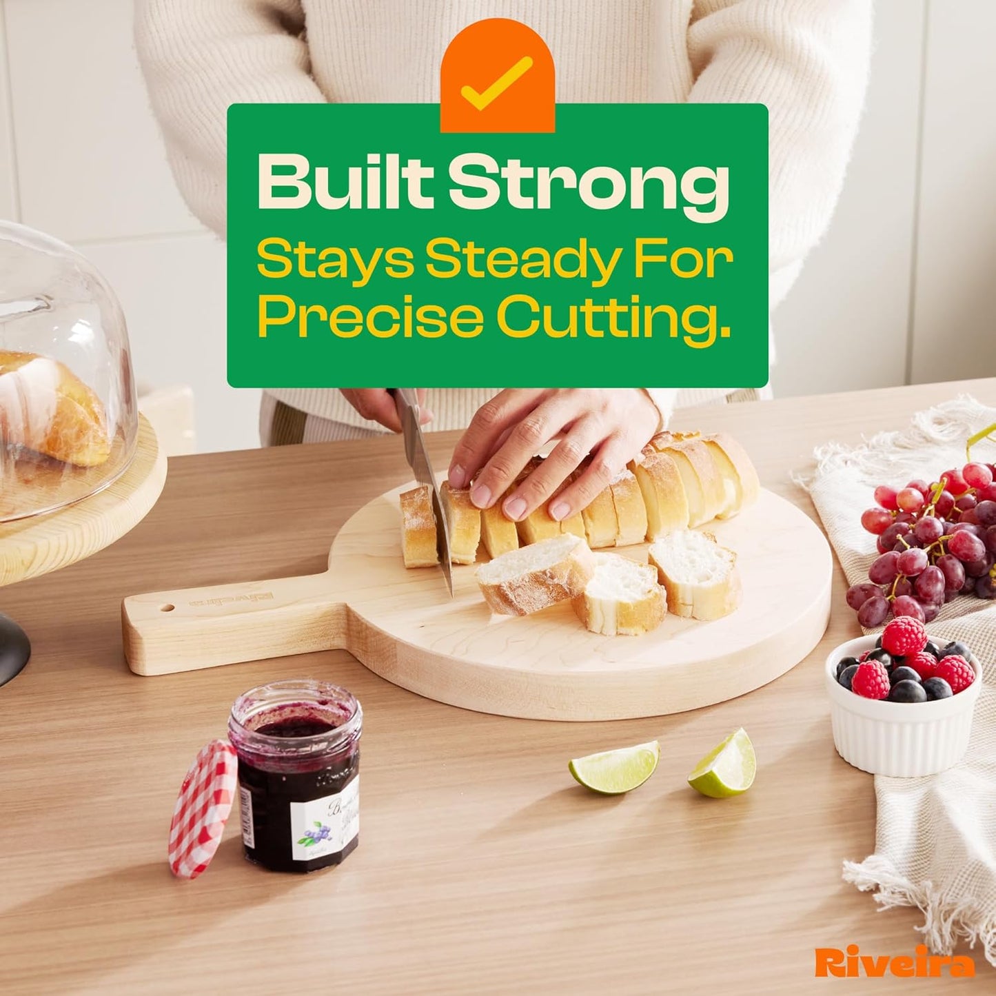 Riveira Maple Wood Cutting Board – Gourmet Maple Grandeur: 17 x 12 Wooden Cutting Board – Natural Wooden Cutting Boards For Kitchen Decorative – Innovative Juice Grooves Maple Wooden Chopping Board