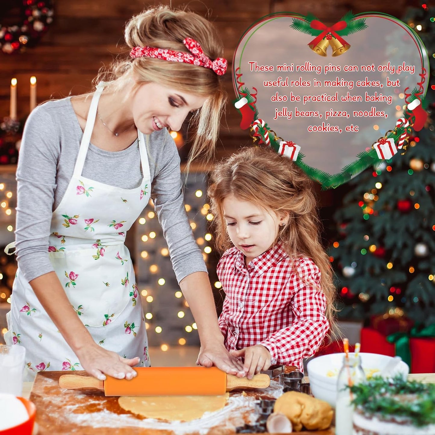 Dandat Small Rolling Pin Kids 12 Inch Mini Silicone Rolling Pin for Baking Non Stick Kids Dough Roller with Wooden Handle for Kitchen Cookie Pastry Fondant Cake 6 Colors (12 Pcs)