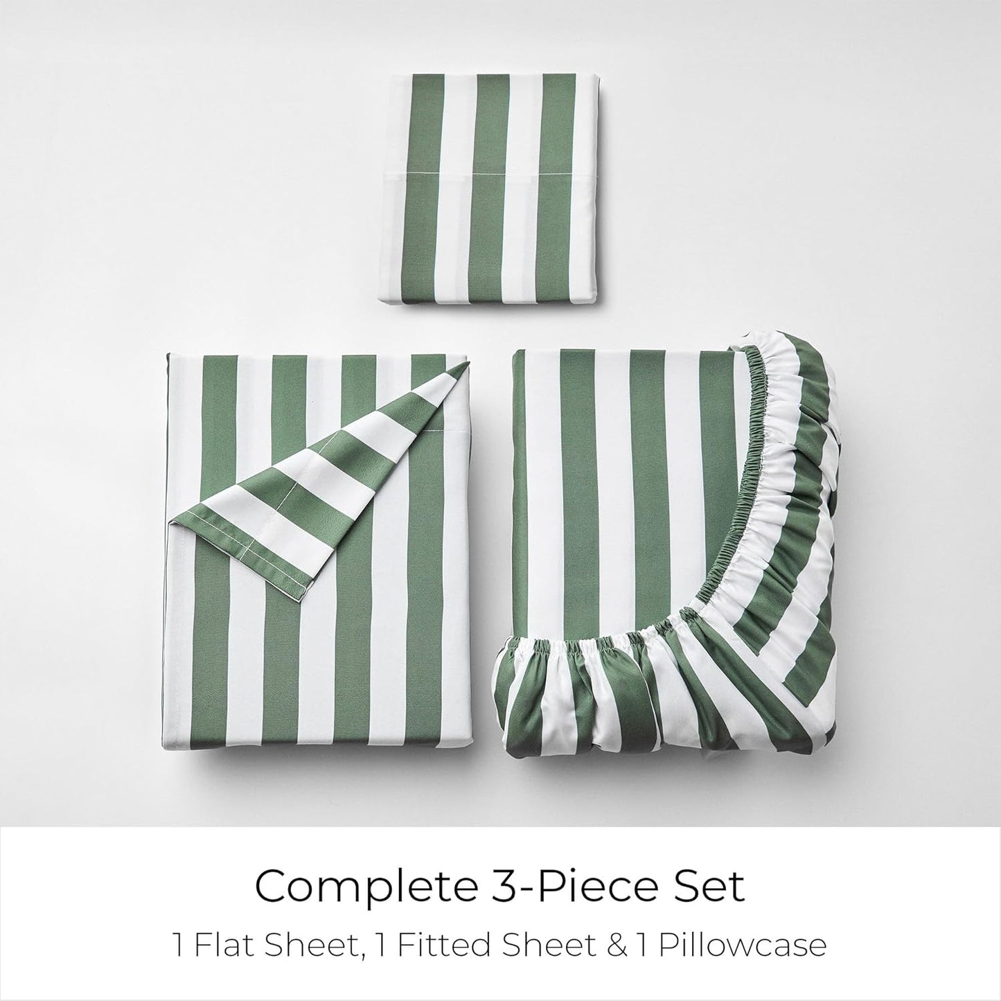 Mellanni Twin Sheets Set - 3 PC Iconic Collection Bedding - Hotel Luxury, Extra Soft, Cooling Bed Sheets - Wrinkle, Fade, Stain Resistant (Twin, Oxford Stripe Sage)