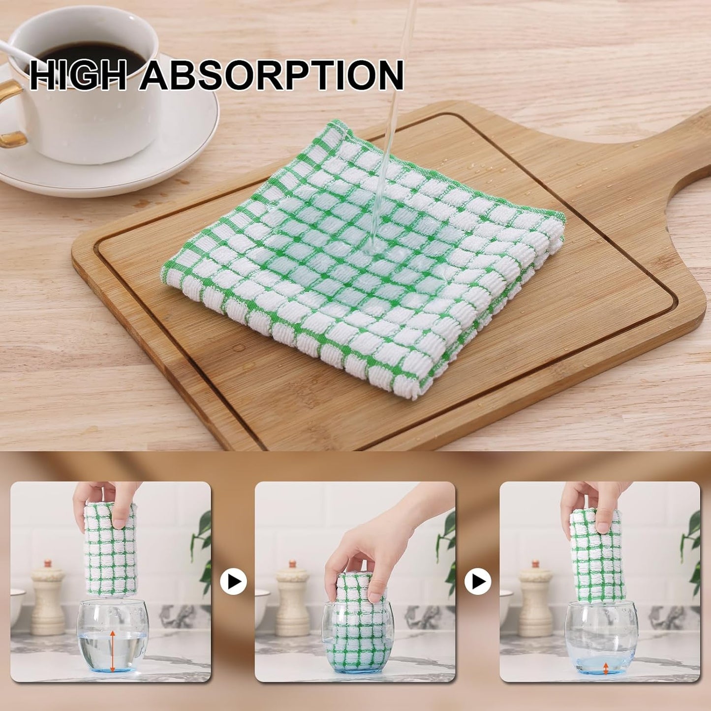 Kitinjoy Cotton 12 Pack Terry Kitchen Dish Cloths, 12 x 12 Inches Super Soft and Absorbent Dish Rags, Quick Drying Dish Towels for Washing Dishes, Mixed Color