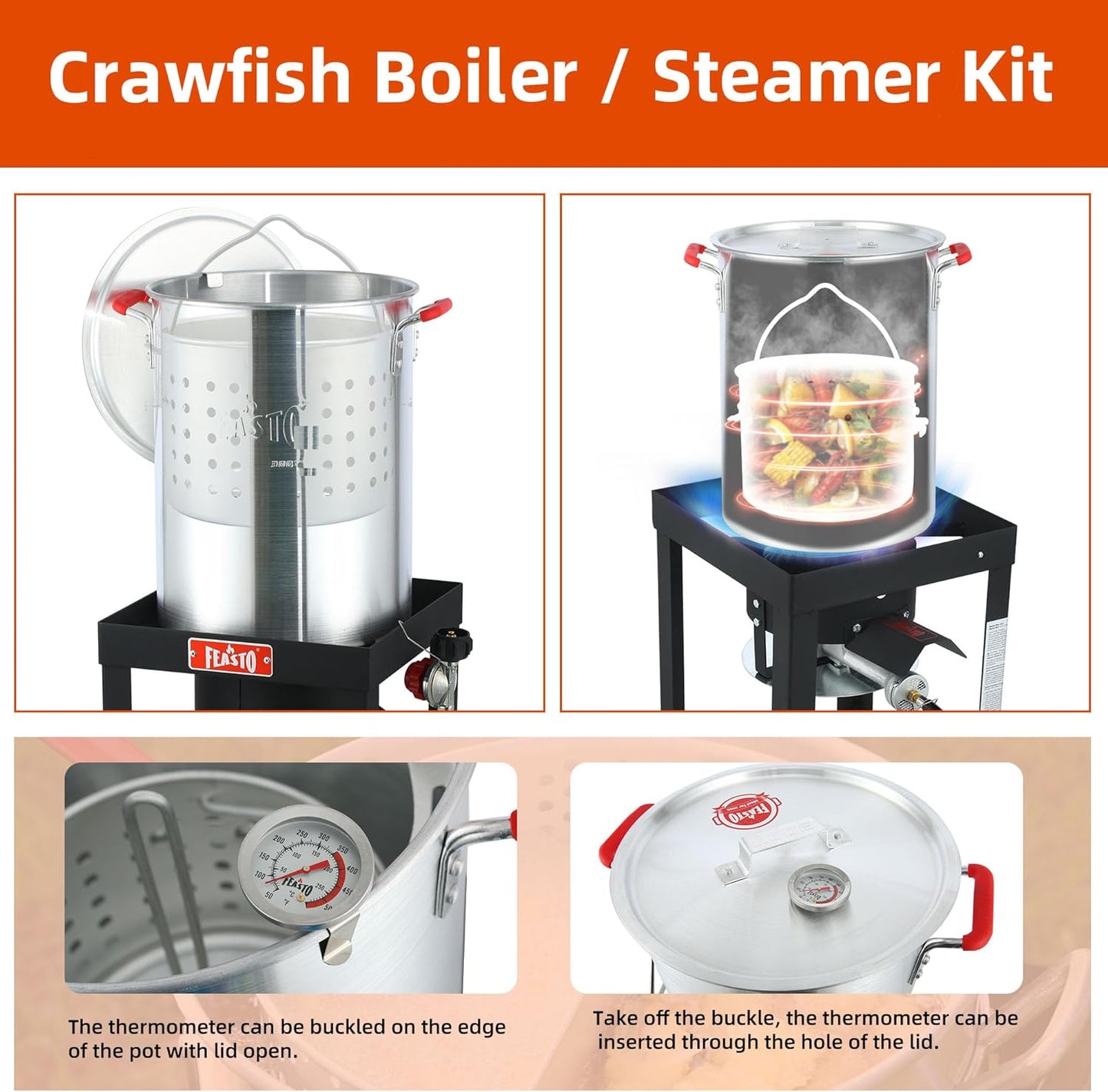 22701A 30QT Turkey & Fish Fryer Set for Outdoor Cooking, CSA Certified,Turkey Deep Fryer Pot with Basket for Thanksgiving Day, 50,000 BTU Propane Burner Outdoor Fryer