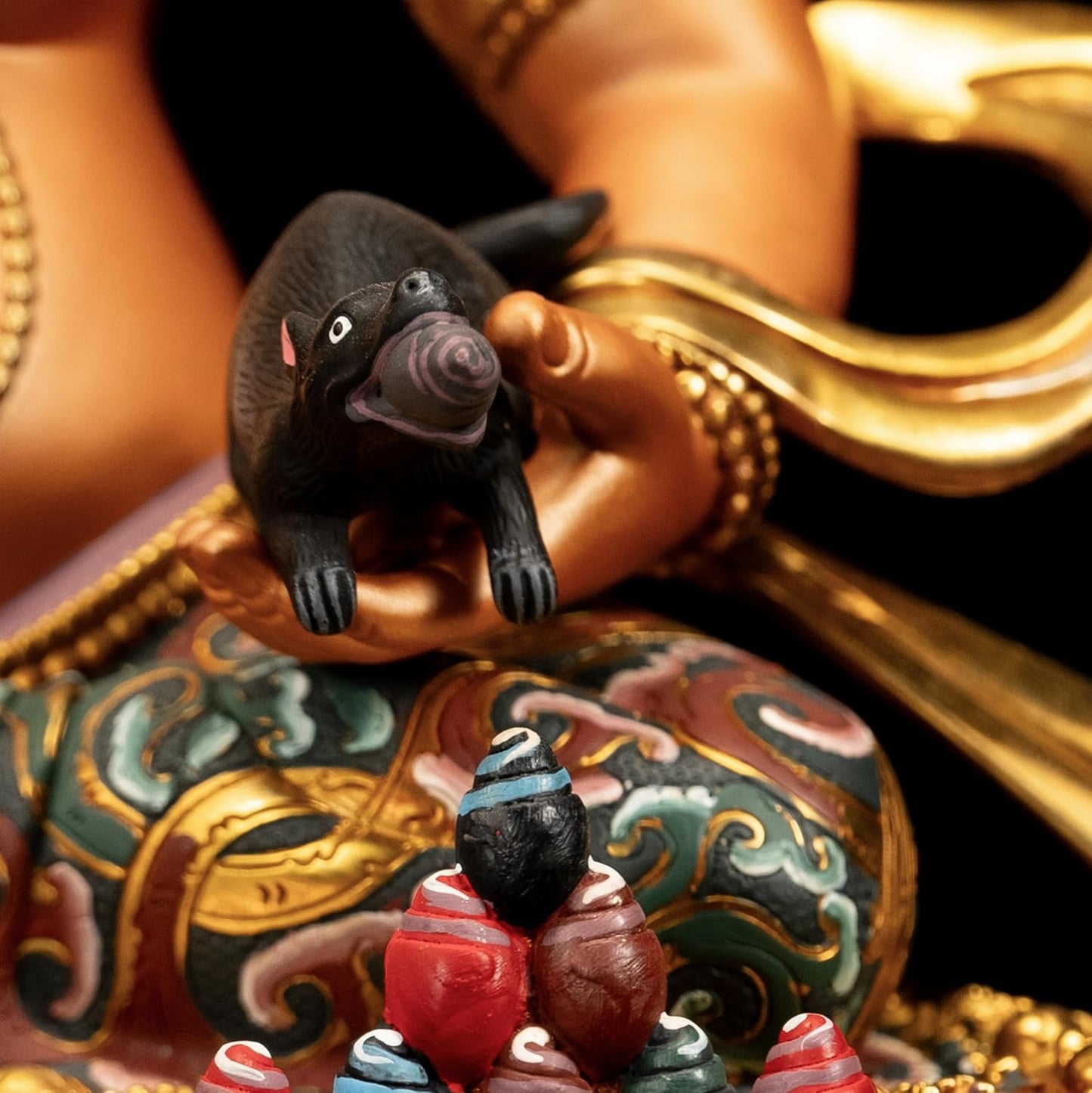 Vajrayana Statue Yellow Jambhala for Home Decor, Hand Painted, Wax Modeling Buddhist Buddha, Enhance Wealth Fengshui Statue, 14.17"