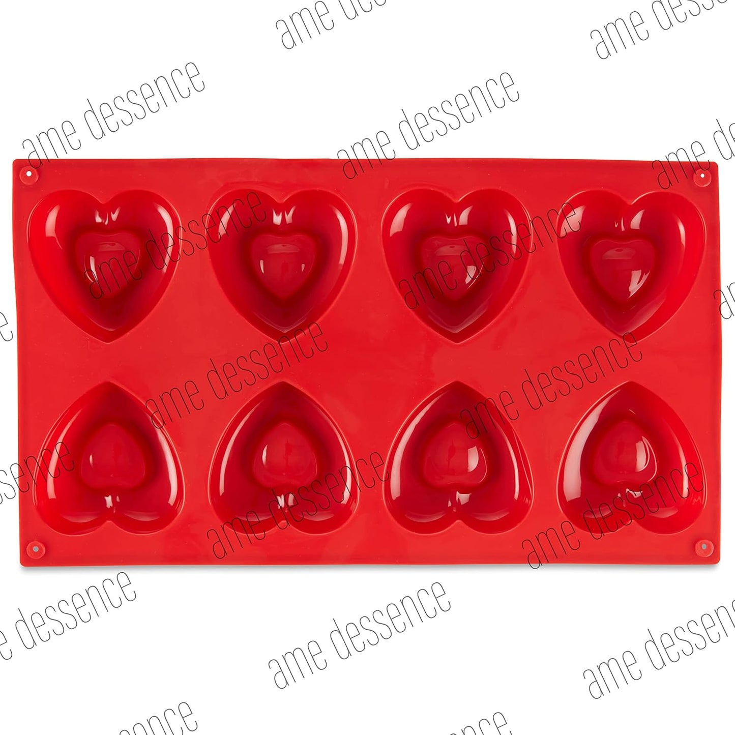 AME D'ESSENCE Rounded Heart Shaped Silicone Baking Mold - Non-Stick, Flexible, 8-Cup Capacity (2.4 oz), Reusable and Food-Grade - Perfect for Heart-Shaped Cakes, Brownies, and More!