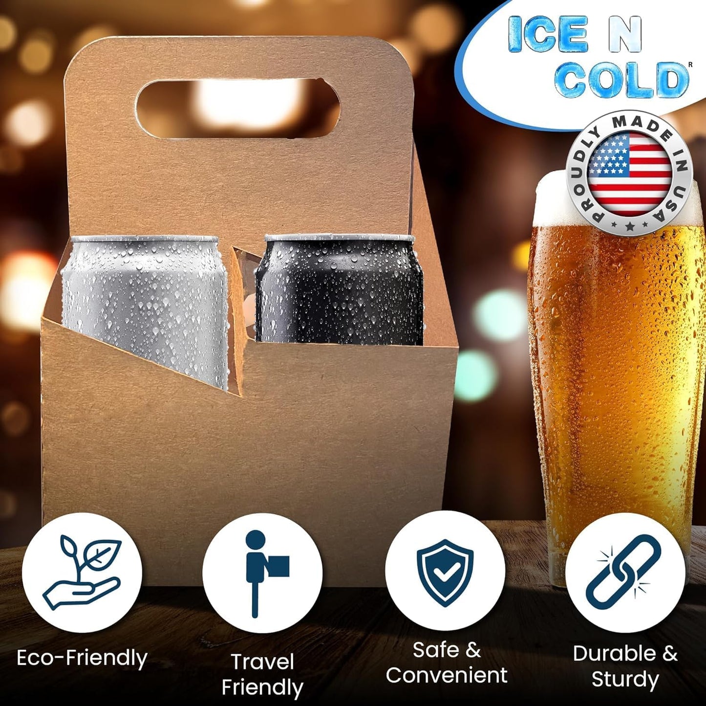 2 Cup Kraft Cardboard Beverage Carrier (Pack of 25) - Durable Drink Carriers for Hot or Cold Beverages - Perfect for Food Delivery Service, Door Dash, Uber Eats, or Any On-The-Go Dining Needs