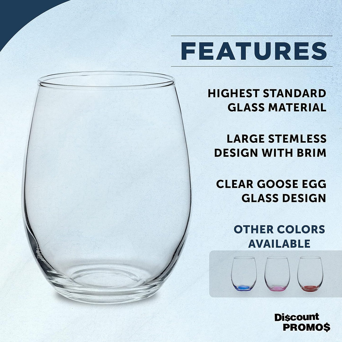 DISCOUNT PROMOS Stemless Wine Glasses by ARC Perfection 15 oz. Set of 10, Bulk Pack - Restaurant Glassware, Perfect for Red Wine, White Wine, Cocktails - Clear