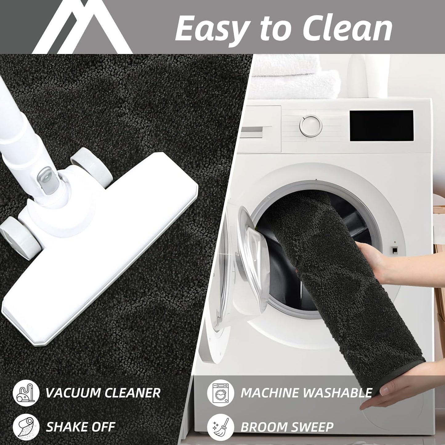 COSY HOMEER Soft Kitchen Floor Mats for in Front of Sink Super Absorbent Kitchen Rugs and Mats 20"x79" Non-Skid Kitchen Mat Standing Mat Washable,Polyester,Black