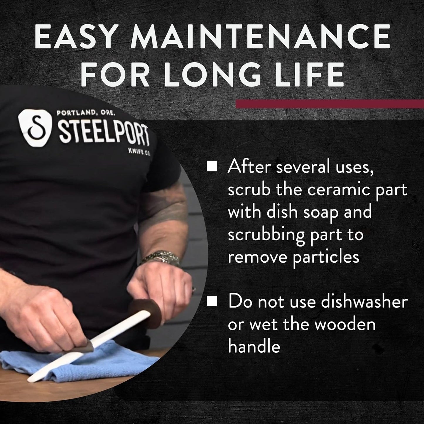 STEELPORT 12 inch Oval Ceramic Honing Rod | Professional Knife Sharpener Rod with Oregon Black Walnut Handle, Safety Guard | Premium Serrated Blade Sharpener For All Knife Types