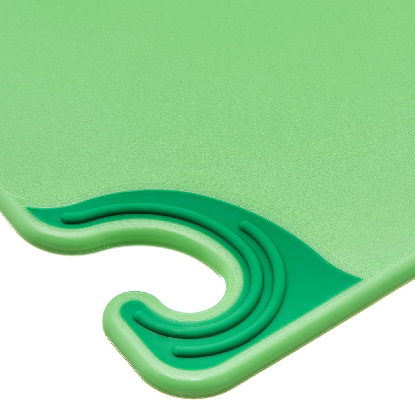 San Jamar Saf-T-Grip Plastic Cutting Board with Safety Hook, 12" x 18" x 0.5", Green