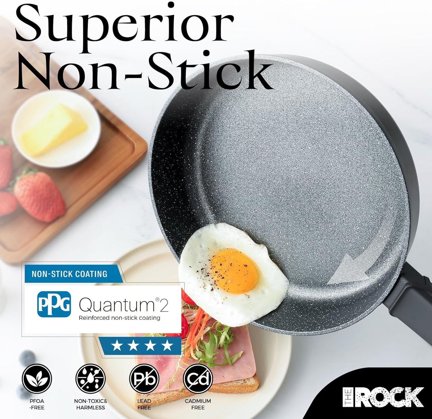 THE ROCK SOHO 12.5-Inch Nonstick Frying Pan – Compact for Urban Kitchens, Nothing Sticks, Never Warps, Lasts Longer, Oven & Dishwasher Safe, Black