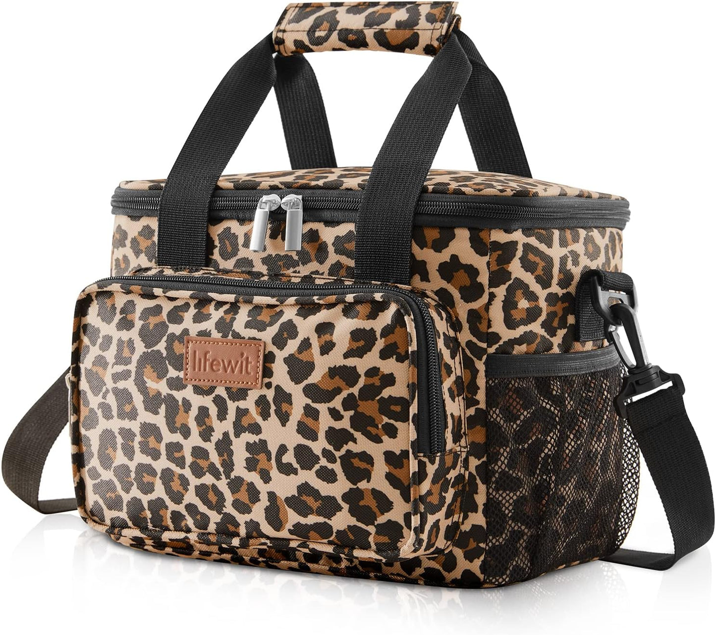 Lifewit Medium Lunch Bag Insulated Lunch Box Soft Cooler Cooling Tote for Adult Men Women, Leopard 12-Can (9L)
