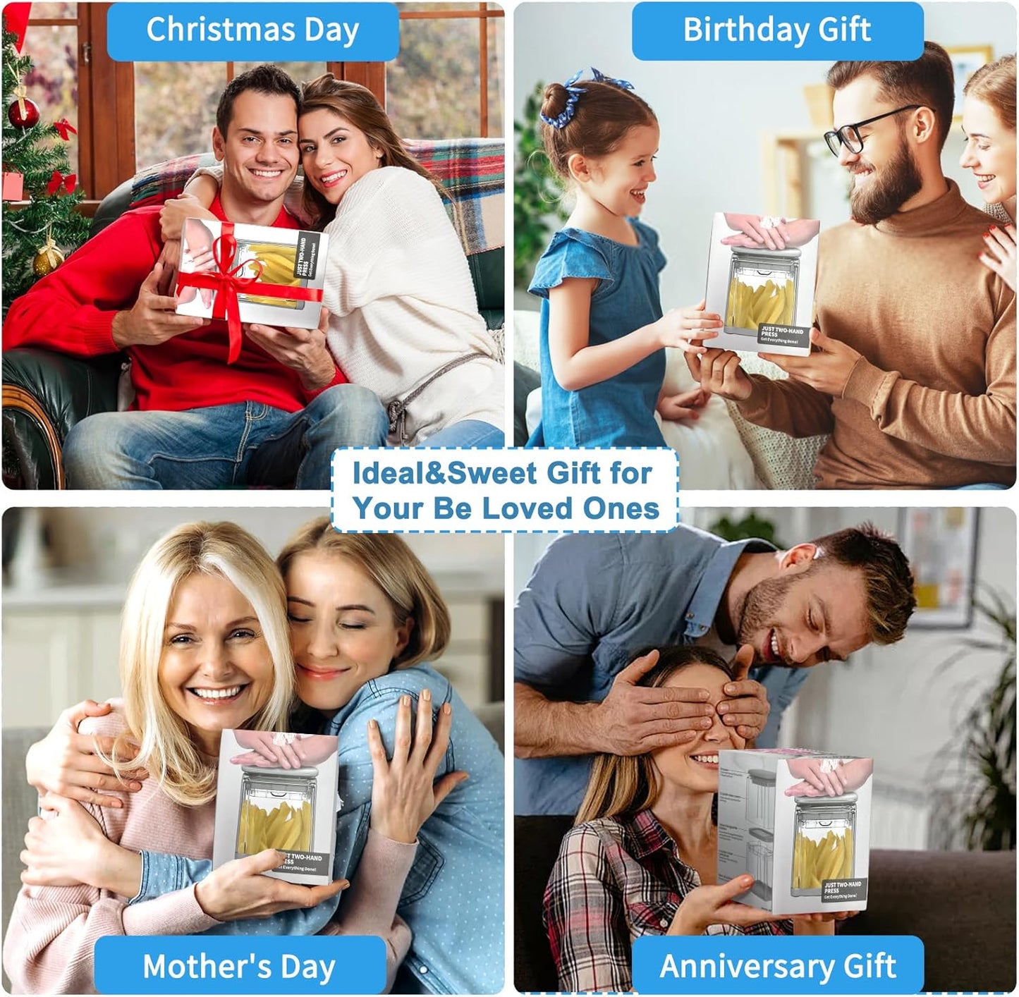 French Fry Cutter 4-in-1, Potato Cutter for Fries, Onion Dicer, Food Chopper & Apple Slicer – Manual Hand Vegetable Cutter with 4 Blades