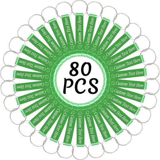 80PCS Personalized Bottle Opener Keychain Bulk Custom Beer Bottle Opener with Logo Text Engraved Wedding Bottle Opener Favors Customized Gifts for Guests Baby Shower Birthday Party-Green