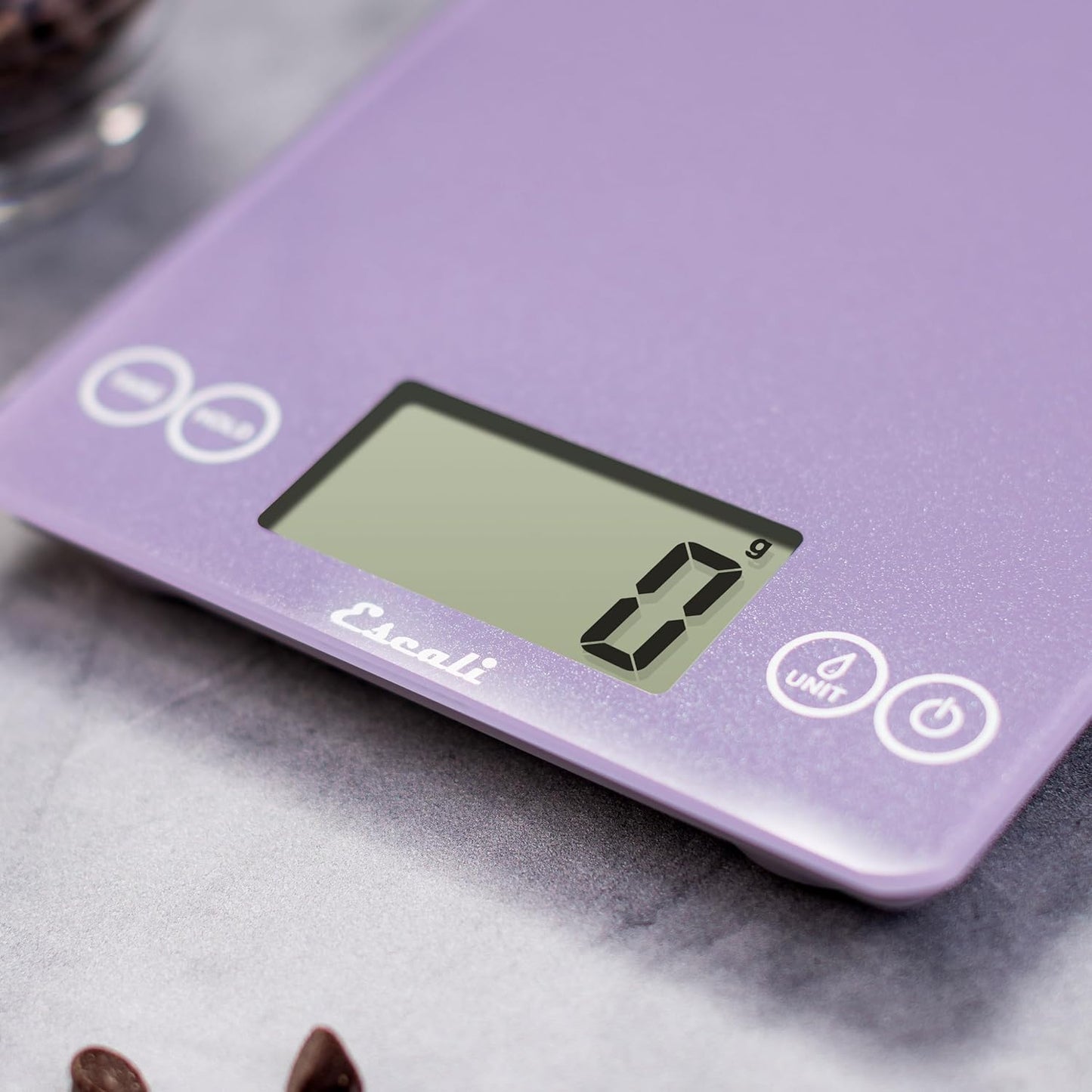 Escali Arti Classic Digital Coffee Scale Espresso Scale and Countertop Food Scale, 15-Pound Capacity, Violet