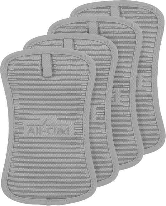 All-Clad Premium Pot Holder & Hot Pad: Heat Resistant to 500 Degrees - 100% Cotton, 10"x6.25" Hot Pad for Kitchen and Barbeque, 4-Pack, Titanium