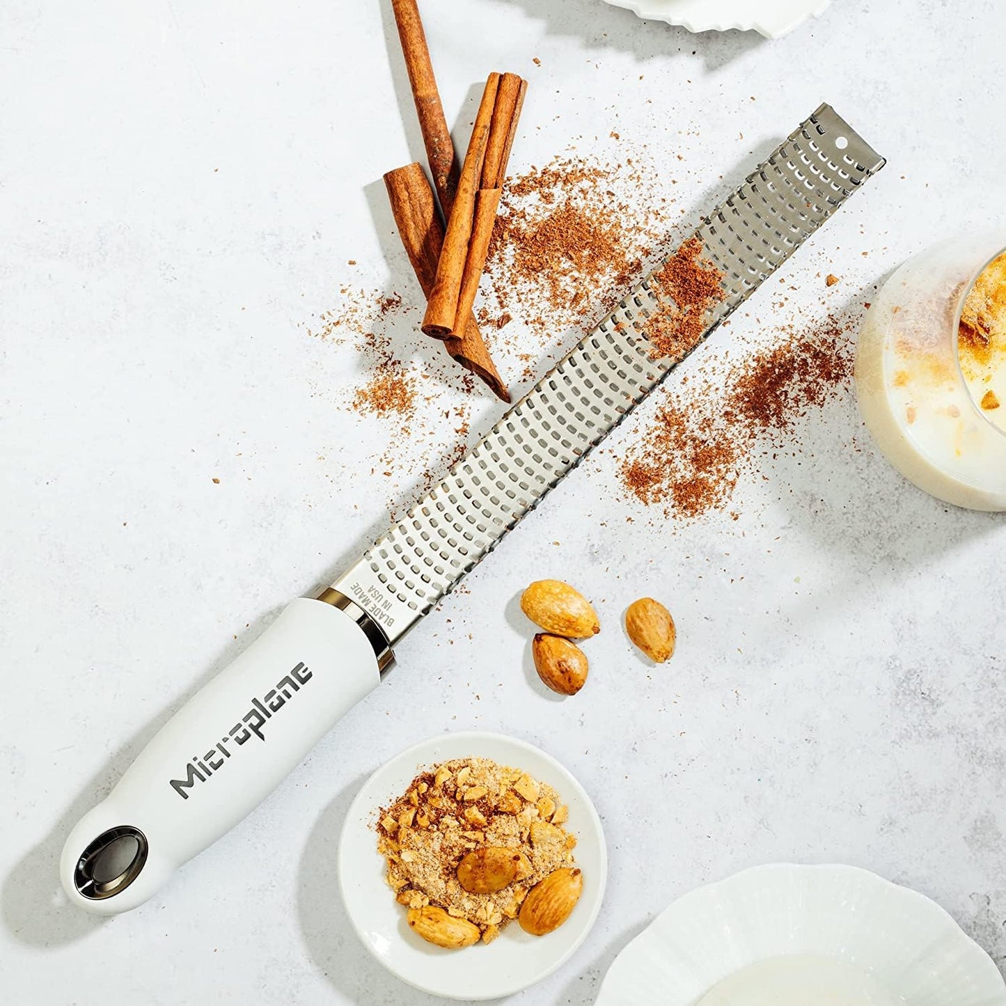 Microplane Premium Classic Citrus Zester Tool and Parmesan Cheese Grater - White