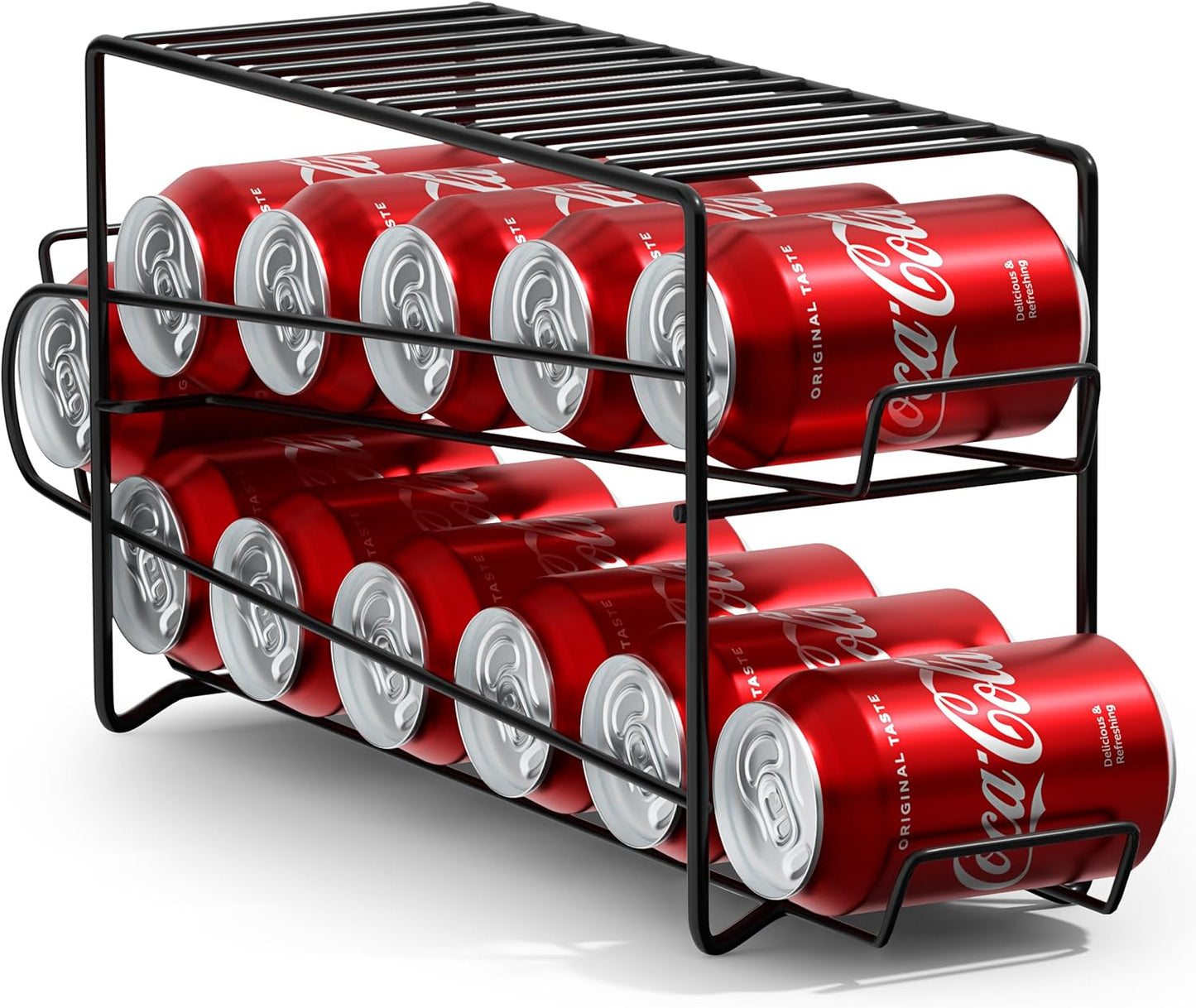 Sorbus Soda Can Rack Beverage Dispenser & Organizer for 12 Standard 12oz Cans - Refrigerator Compatible (1 Pack, Black)