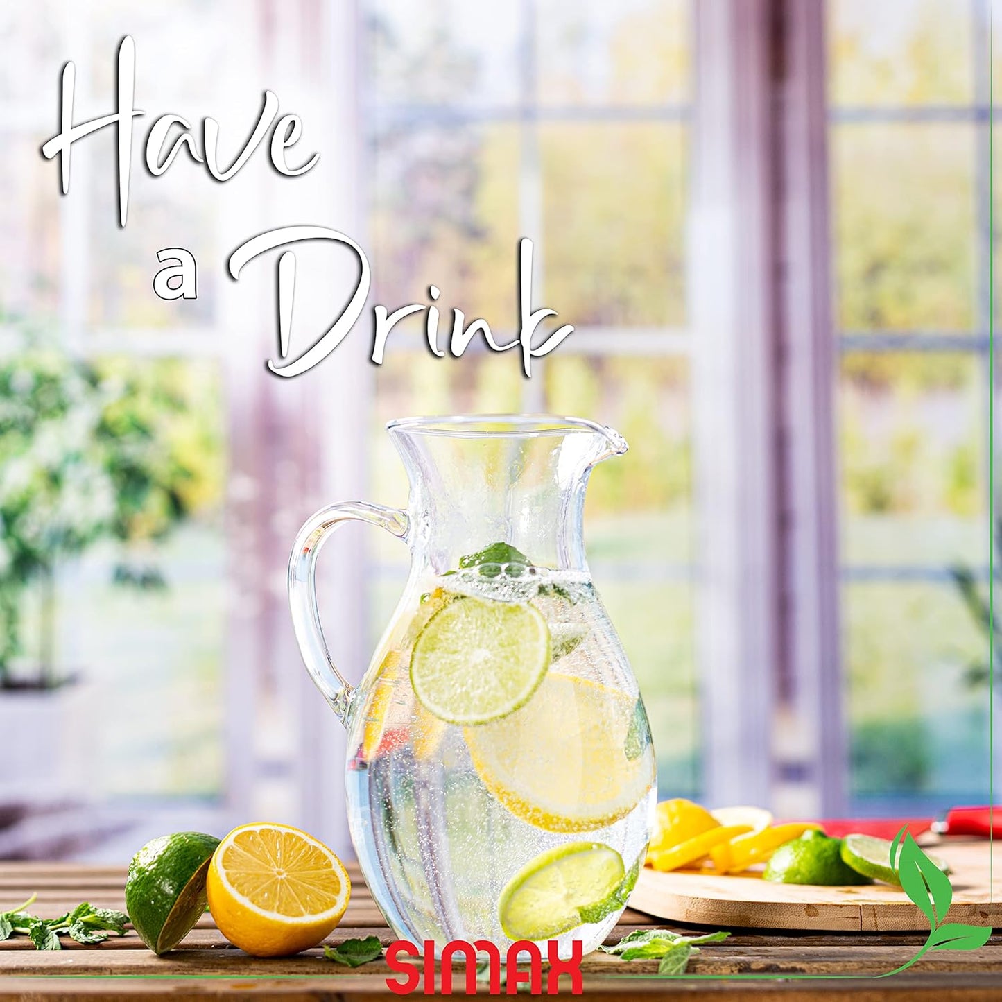 Simax Glass Pitcher With Spout, SMALL 1 Quart Borosilicate Glass Pitchers With Handle, Glass Water Pitcher Glass, Cocktail Pitcher, Margarita Pitcher, Sangria Pitchers, Beverage Pitchers