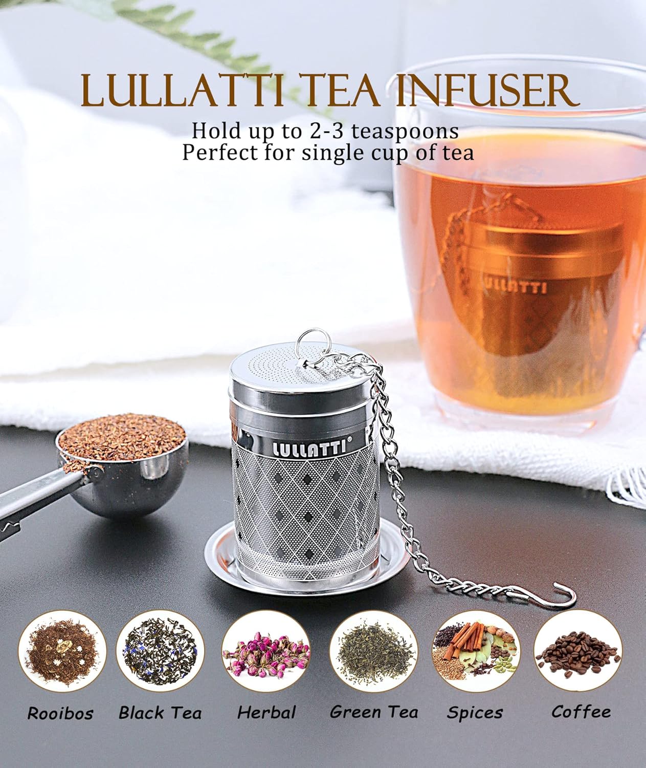 Tea Infusers for Loose Tea, 18/8 Stainless Steel Tea Strainer Set, Extra Fine Mesh Tea Steeper for Brew Tea, Spices & Seasoning