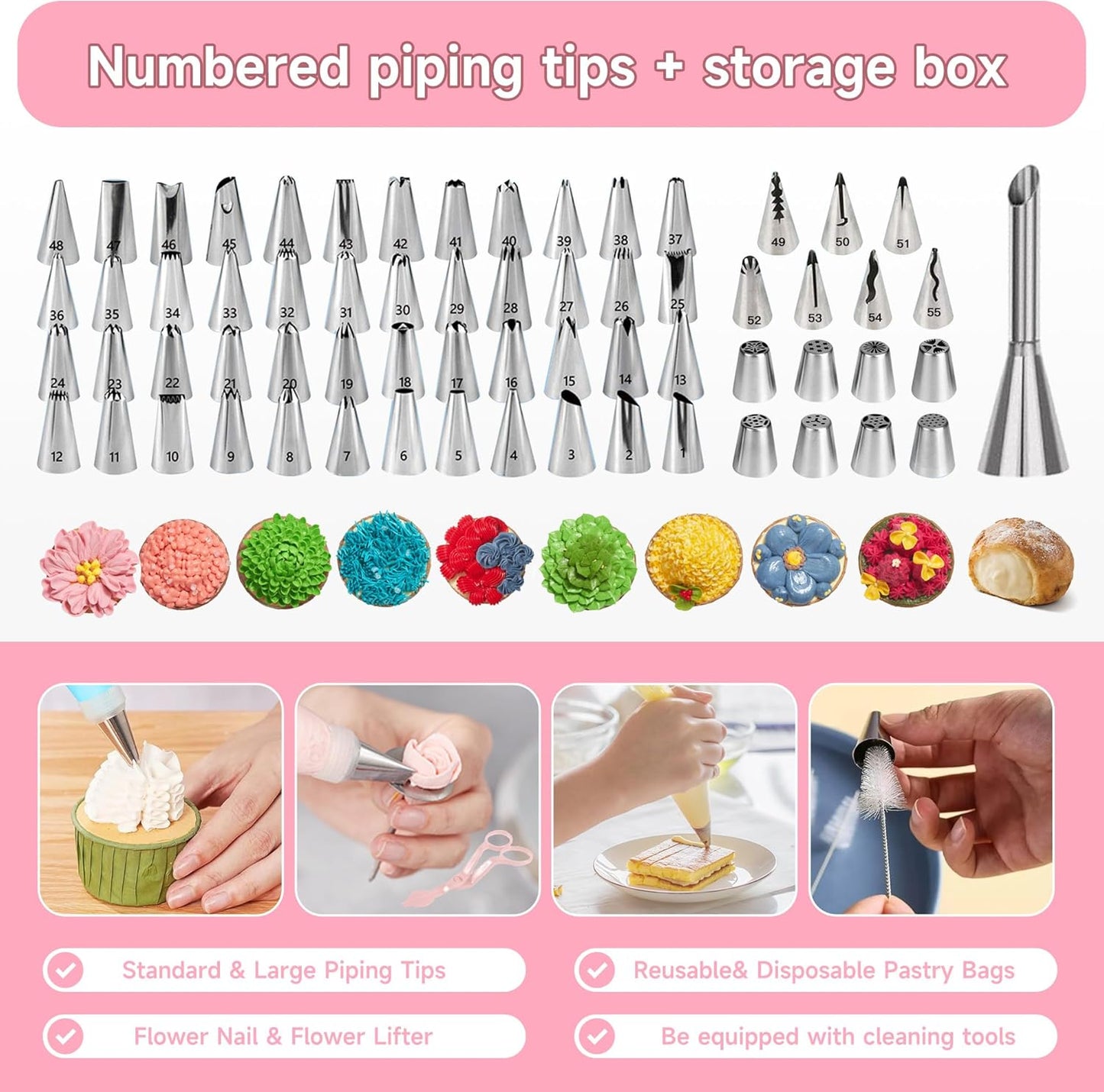 Cake Decorating Kit - Cake Turntable for Decorating with Baking Springform Pans, Cake Leveler, Numbered Piping Tips, 2 Spatulas, Baking Supplies Tools