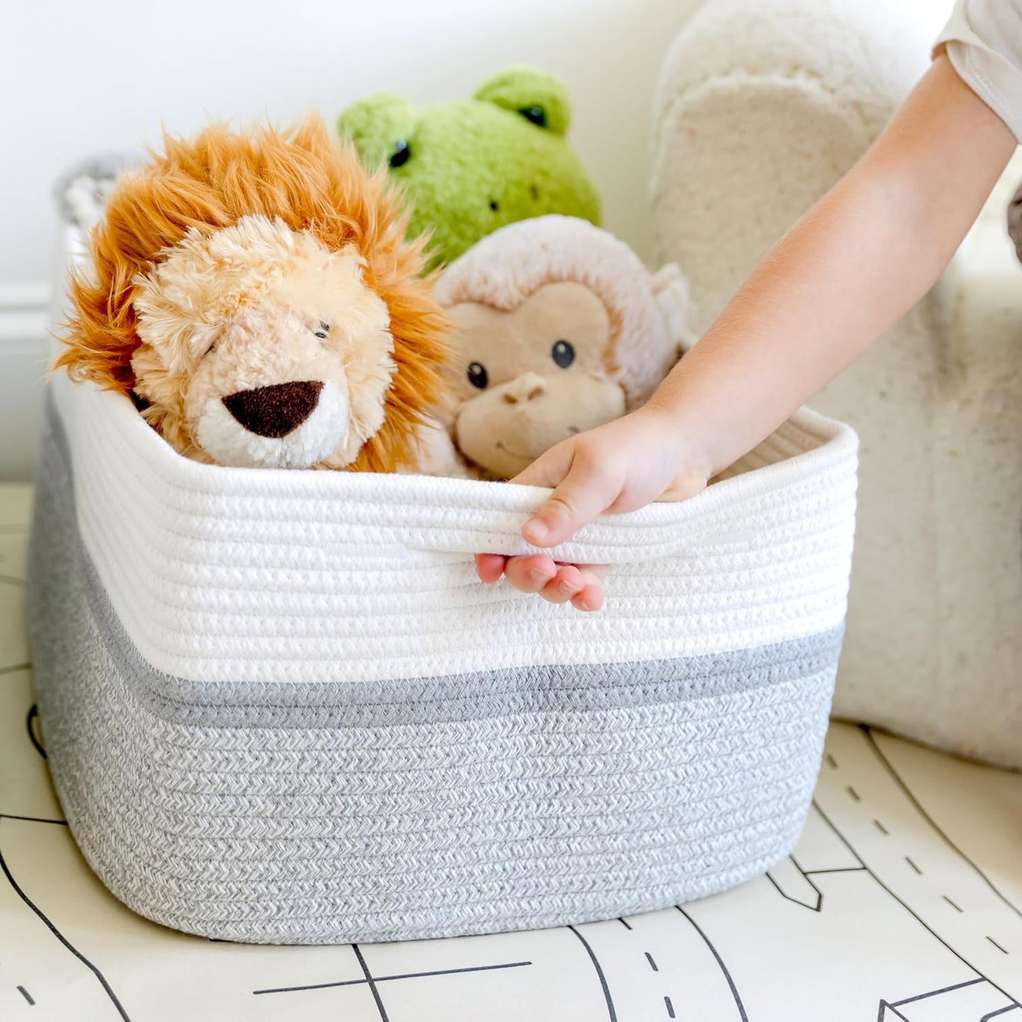 NaturalCozy Storage Baskets 16.8”x13”x7.6” Cotton Rope Woven Baskets for Organizing 3-Pack | Toy Storage Bins | Basket for Shelves, Laundry, Blanket, Clothes, Closet, Kitchen, Bathroom, Gifts