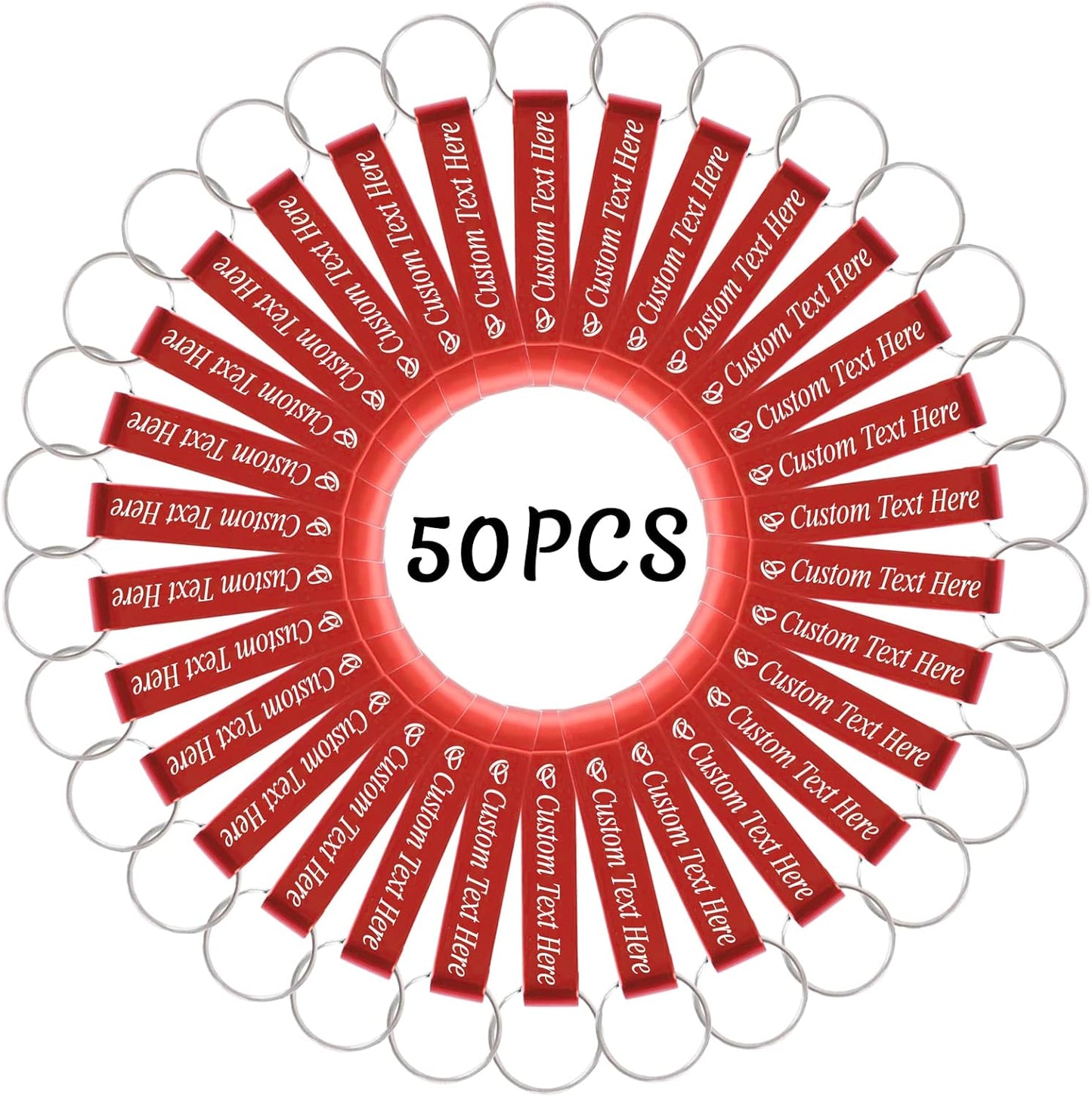 50PCS Personalized Bottle Opener Keychain Bulk Custom Beer Bottle Opener with Logo Text Engraved Wedding Bottle Opener Favors Customized Gifts for Guests Baby Shower Birthday Party-Red