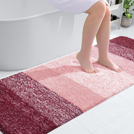 OLANLY Bathroom Runner Rugs 70x24, Extra Soft Absorbent Microfiber Bath Rugs, Rubber Backing, Quick Dry, Machine Washable Bath Mats for Bathroom Floor, Tub and Shower, Home Decor Accessories, Red