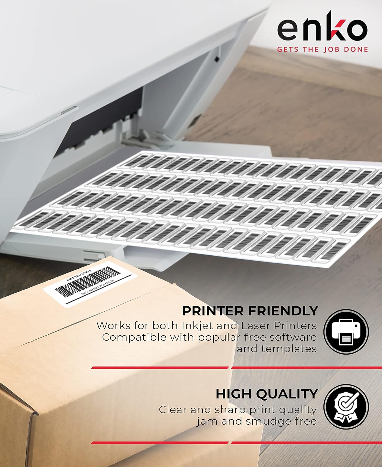 enKo - 3-1/2 x 5 Inch Label - White Blank - 4 Up Per Sheet Shipping Address Mailing Labels for Laser Inkjet Printer (900 Sheets, 3600 Labels)