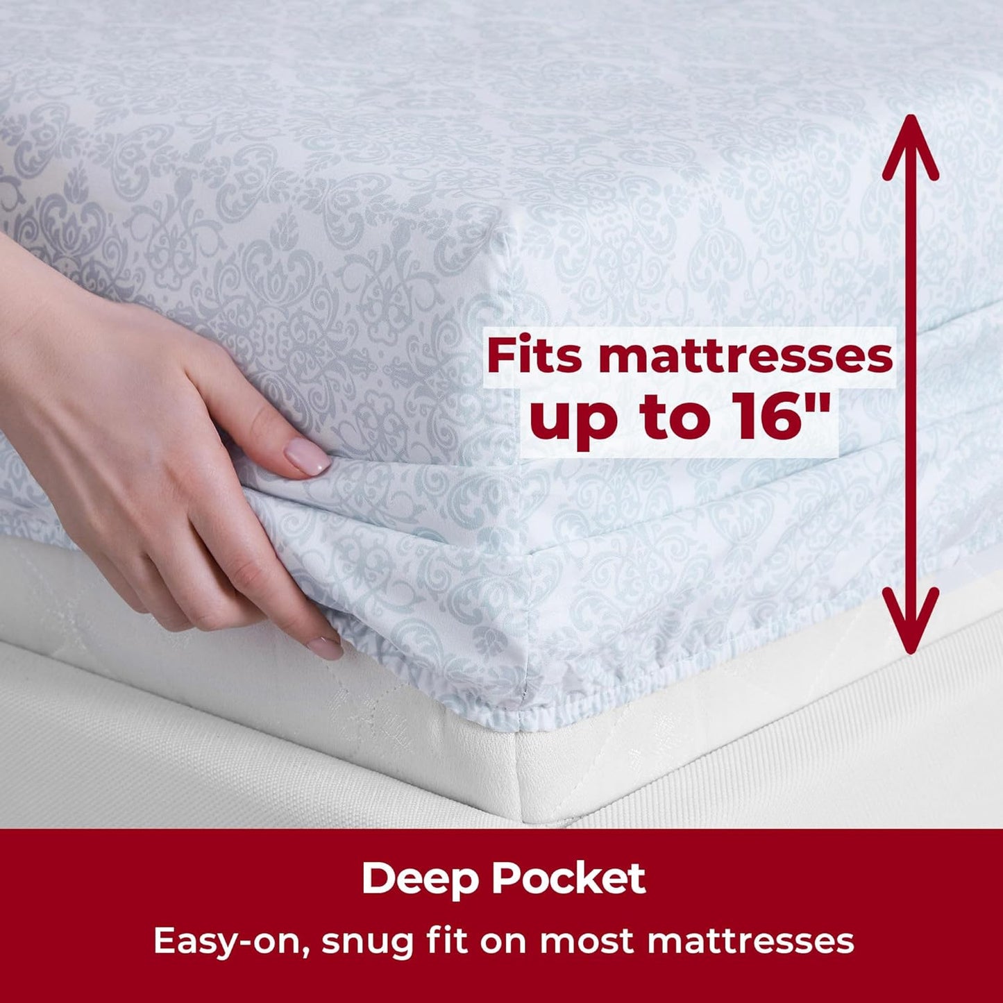 Mellanni Twin Sheets Set - 3 PC Iconic Collection Bedding - Hotel Luxury, Extra Soft, Cooling Bed Sheets - Wrinkle, Fade, Stain Resistant (Twin, Laced Sky Blue)