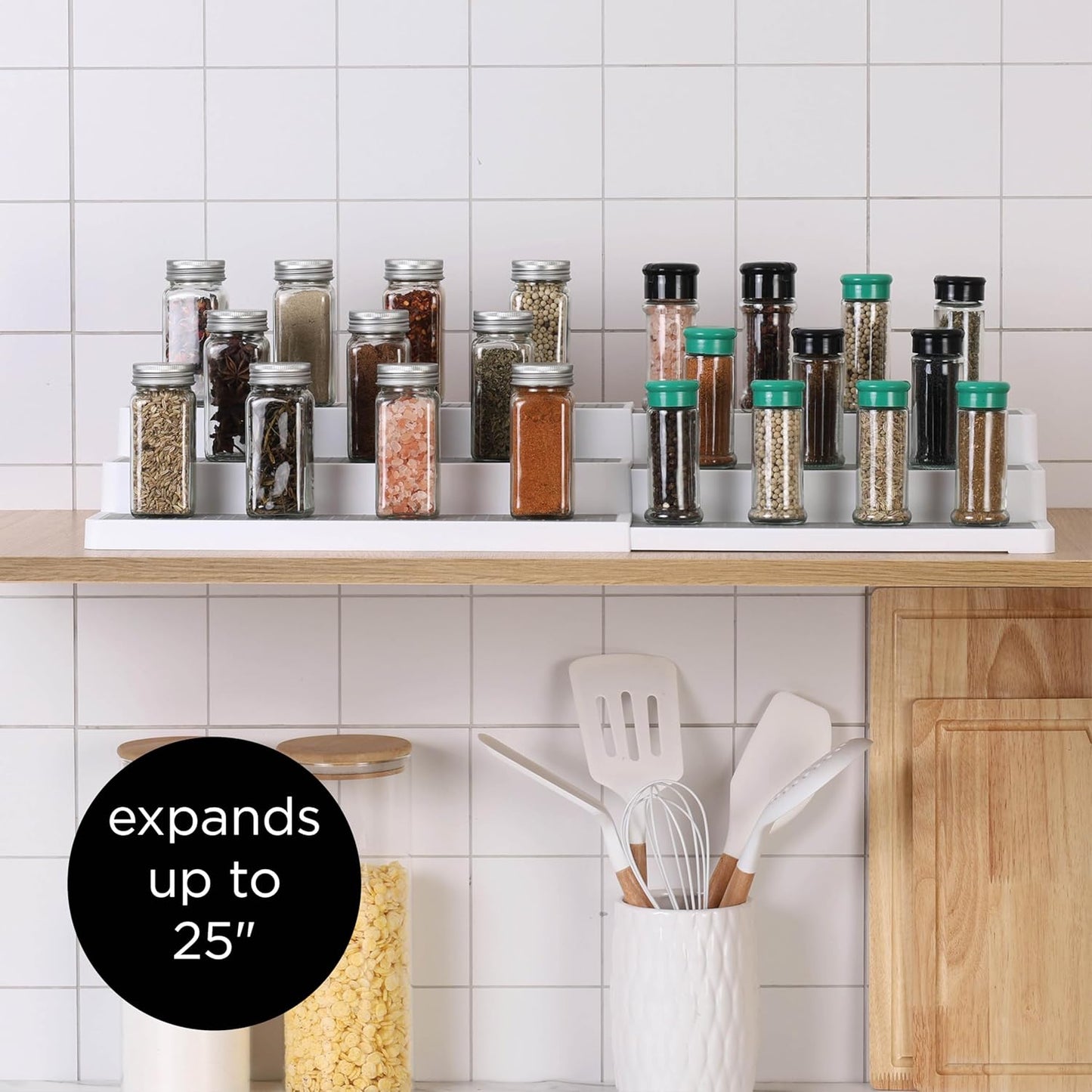 SIMPLEMADE 3-Tier Spice Rack Organizer - Versatile Storage Shelf for Kitchen, Bathroom, Bedroom & Office, Set of 1, White