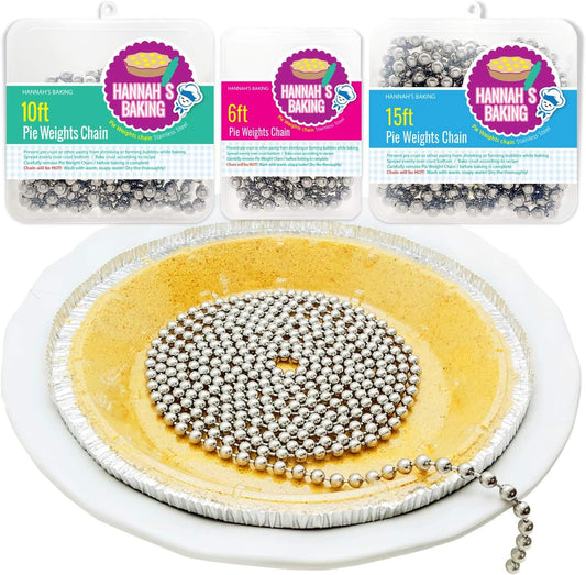 Durable Baking Supplies: Stainless Steel Chain Pie Weights, Reusable and Easy to Clean, Odorless, Safe Pie Weights for Pie Crusts, Oven Safe Baking Beads (10 feet)