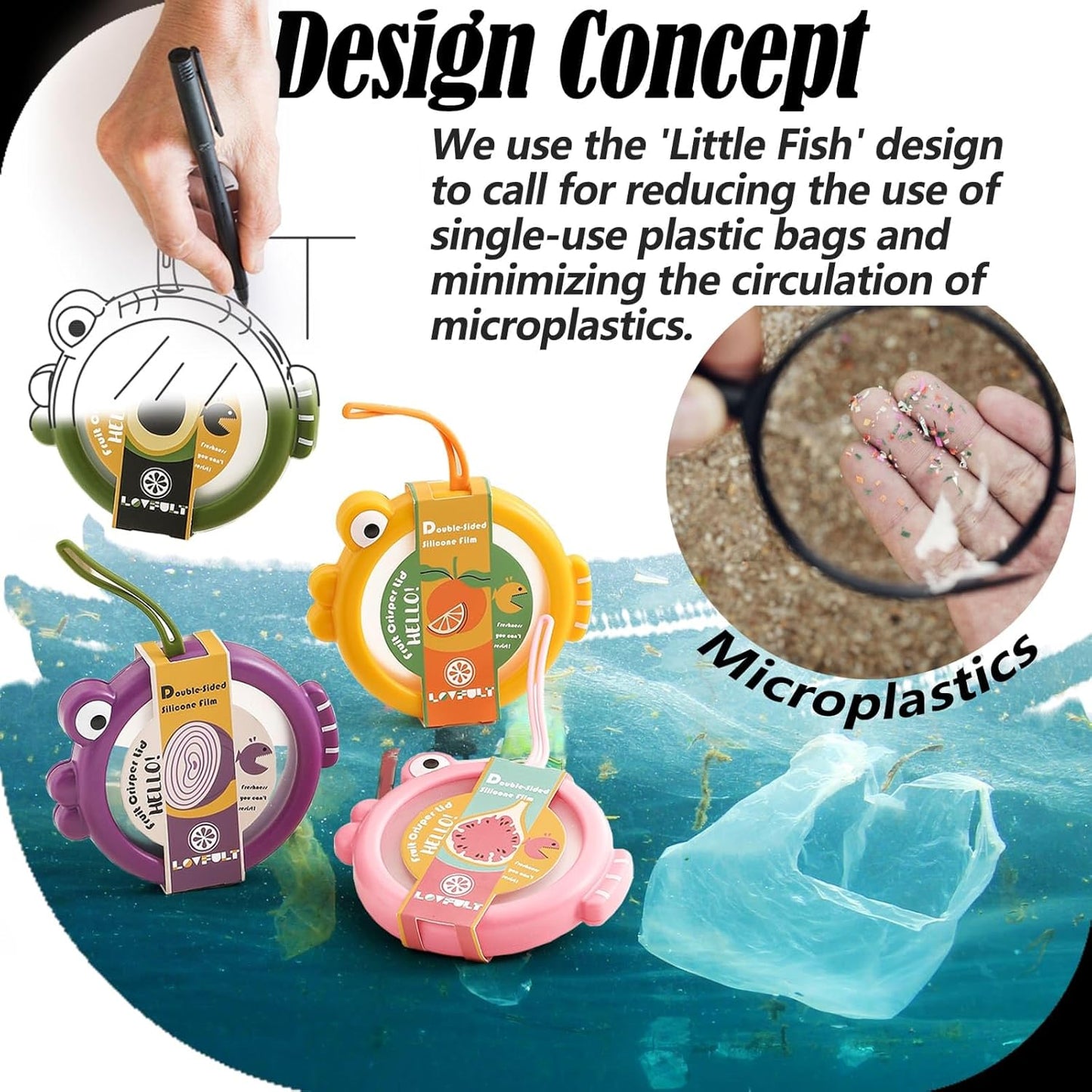 Avocado & Onion Saver – 4-Pack Reusable Food Storage Containers for Fridge – Fish-Shaped Keepers for Tomato, Garlic, Lemon – Help Reduce Food Waste