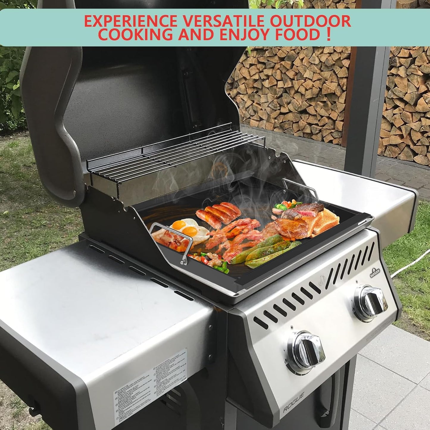 Full Size Griddle Insert for Napoleon Prestige PRO 425 Series Grill R425,R425-1, R425-2,425SB,COS425SBPK,R425NSS,R425SIB,Carbon Steel Griddle Plate Replace Part for Napoleon #S83013, 22.8''L X 17.7''W