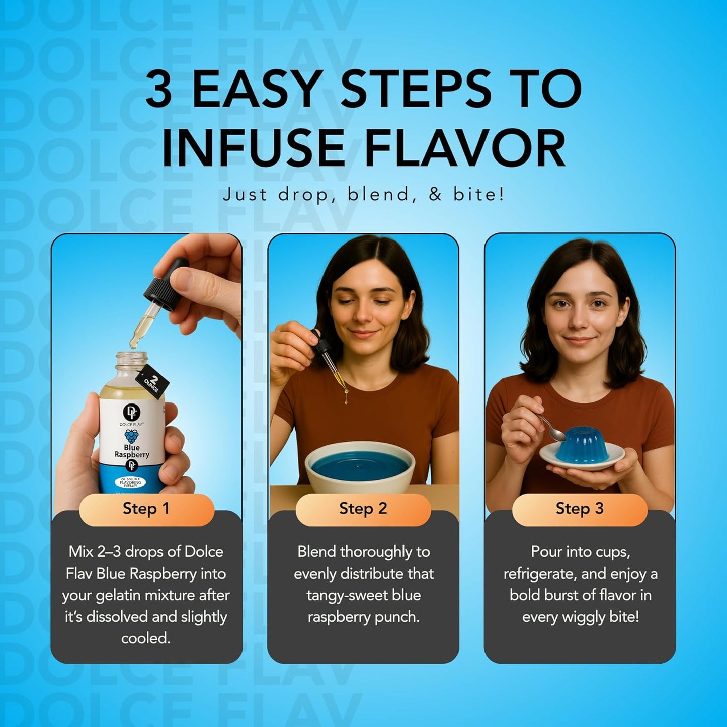 Dolce Flav Blue Raspberry Extract – 2 Ounce Oil-Soluble Kosher, Sugar-Free, Concentrated Blue Raspberry Flavoring for Baking, Chocolates & Desserts, Includes Measured Dropper