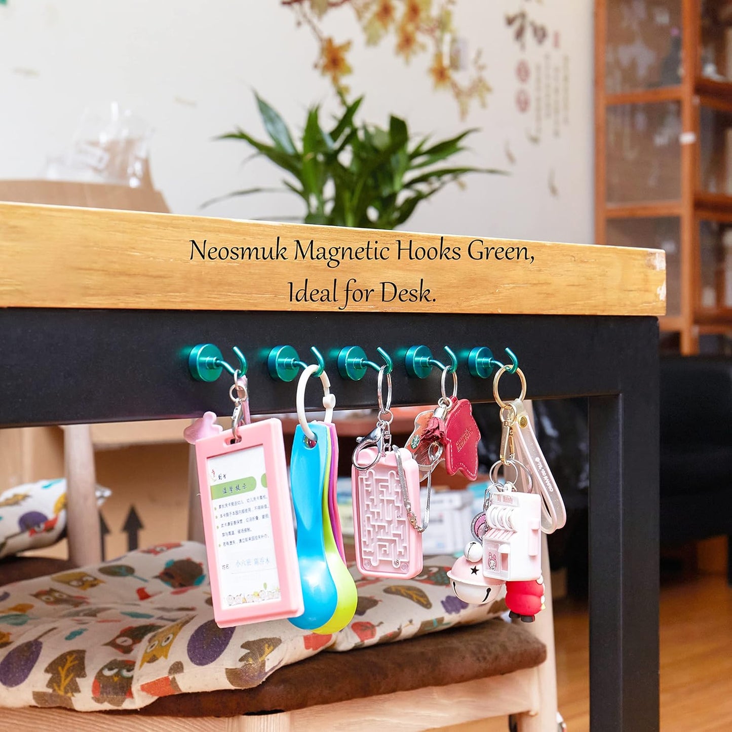 Neosmuk Magnetic Hooks,Heavy Duty Earth Magnets with Hook for Refrigerator, Extra Strong Cruise Hook for Hanging, Magnetic Hanger for Cabins, Grill (Green, 10 Pack)