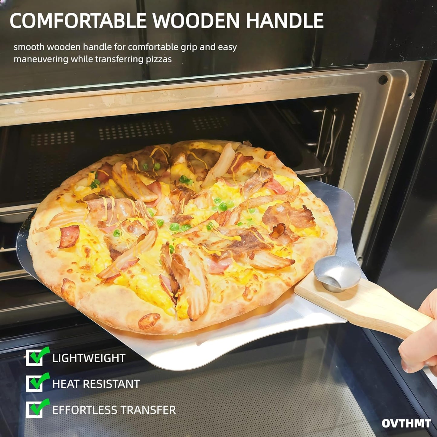 Metal Pizza Peel 2 PCS, Aluminum 12 x 14 inch Pizza Paddle with Foldable Wood Handle, Pizza Peel Set, Pizza Spatula With Rocker Cutter, Pizza Kit