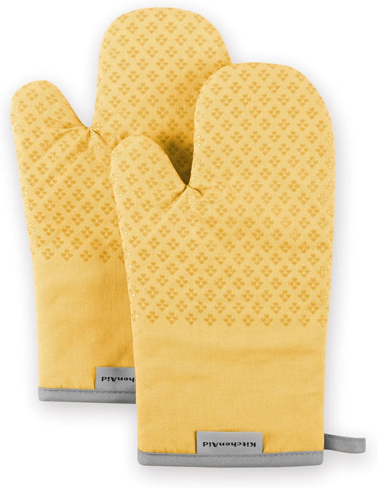 KitchenAid Asteroid Oven Mitt Set, 7"x12.5", Buttercup Yellow, 2 Piece