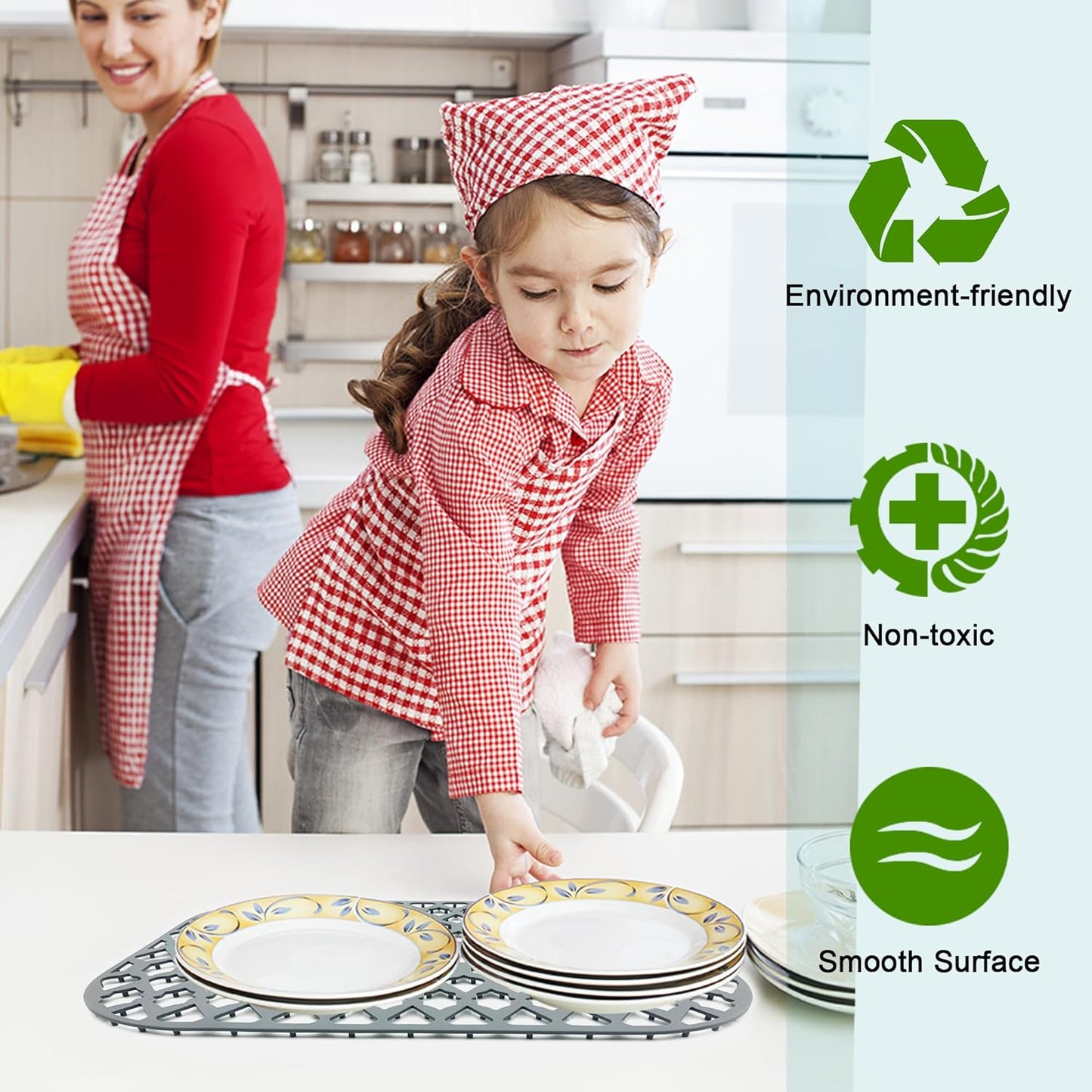 Sink Protectors for Kitchen Sink 13x11 &16x12 &19x14 &21x16 &22x13 &24x13 &26x14 &28x14 &30x16, Large Silicone Sink Mats Grid for Bottom of Farmhouse Sink (16.7”x12.5”)