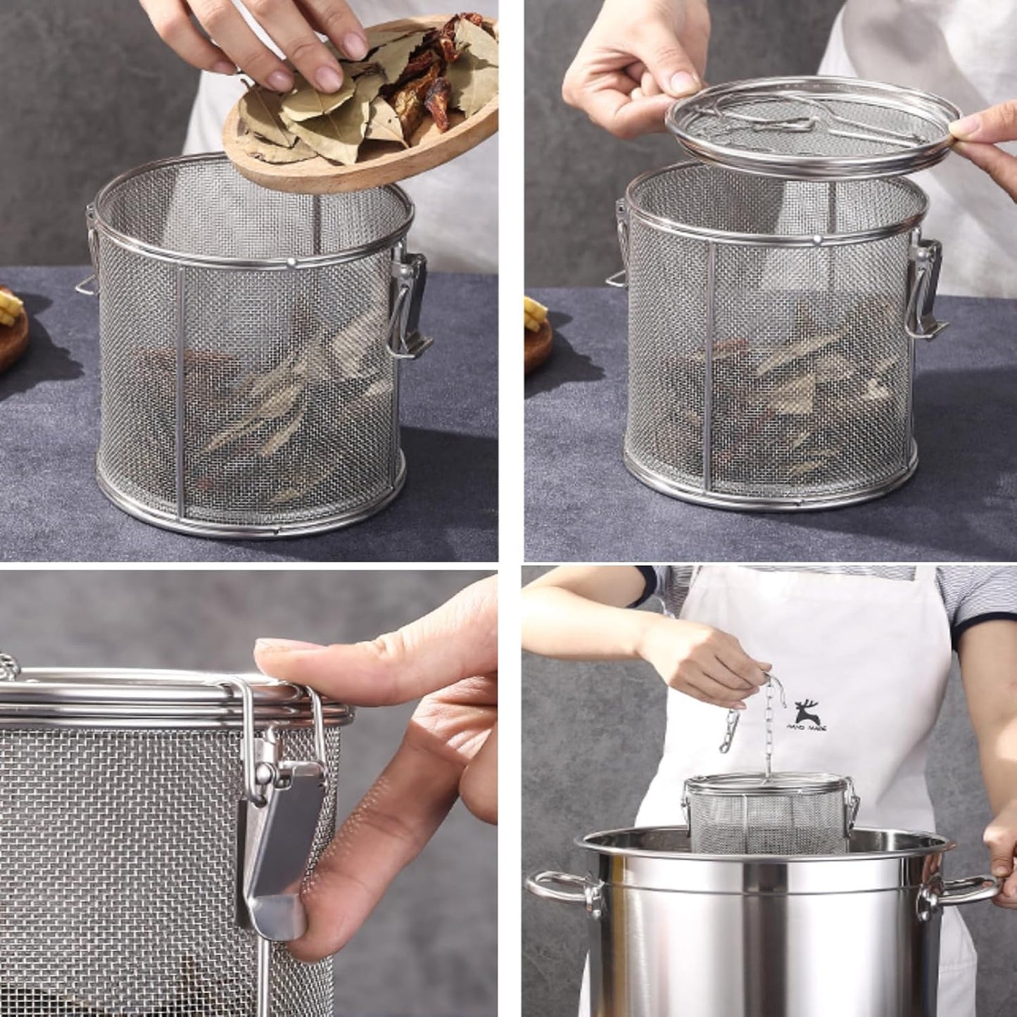 AUNMAS Tea Infuser for Loose Leaf Tea, Stainless Steel Tea Strainer Soup Seasonings Seperation Basket Filter with Chain(2#)